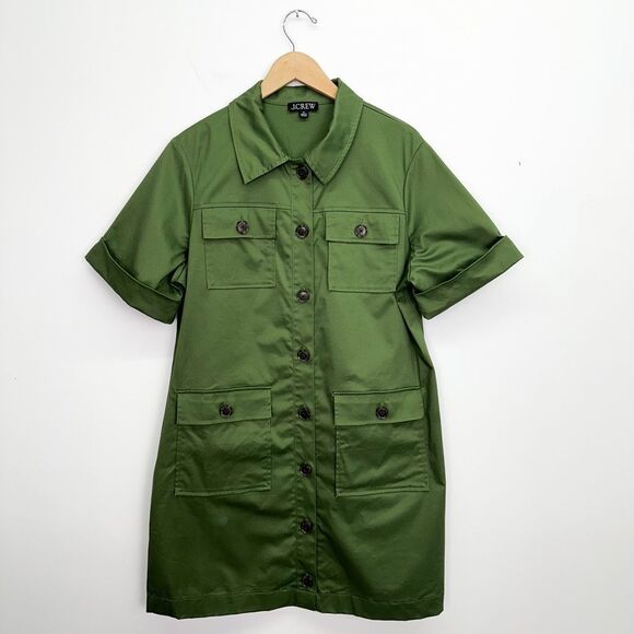 J. Crew Women’s Olive Green Gamine Shirt Dress in Stretch Twill - Picture 2 of 11